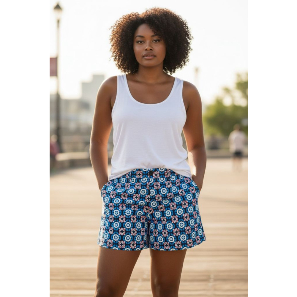 Crown & Ivy High Waist Floral Shorts Size 12 Blue Pink